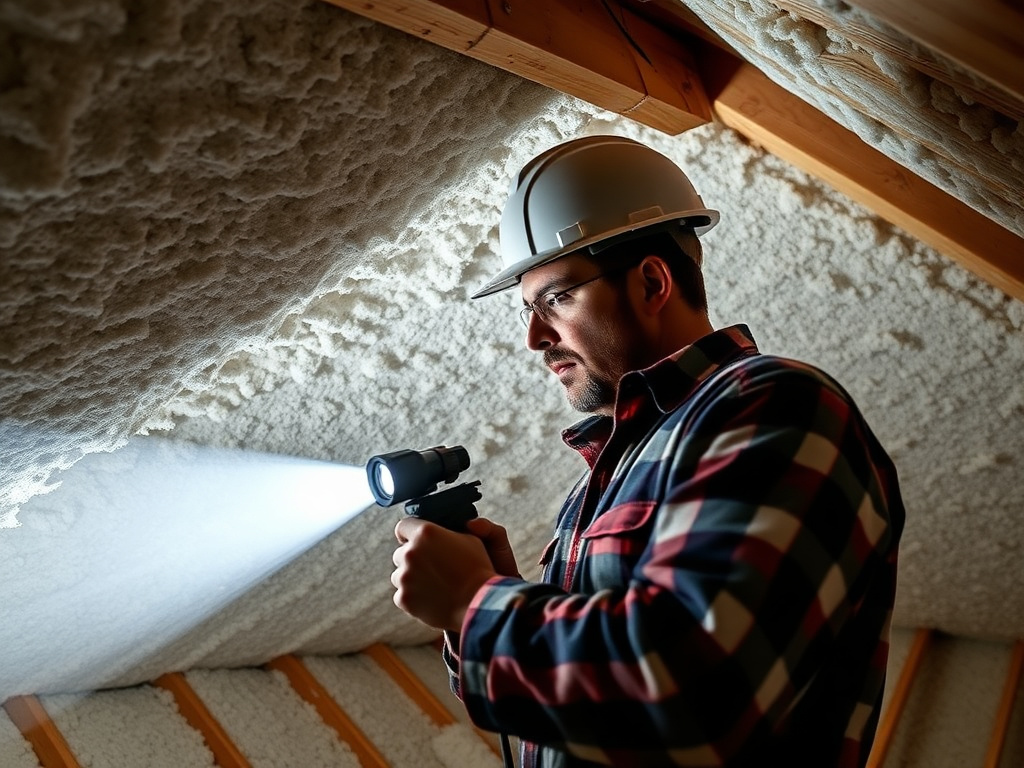 Quality inspection of a completed spray foam insulation installation in an attic